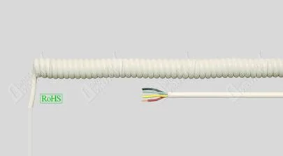Спиралевидный пружинный кабель 84700 PVC-spiral cable H03VV-F white 2x0,75 (SL 200 mm) Helukabel растягивающиеся витой (картинка)