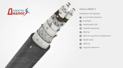 Кабель АВКЭР-3 антивибрационный 3 жильный многопроволочный фторопластовый (картинка)