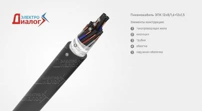 Электро-пневмокабель ЭПК 12*8/1,6+12*1,5 с медными жилами и полиэтиленовыми трубками – расшифровка картинка