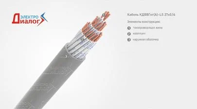 Провод КДВВГнг-LS 27*0,14 передачи данных неэкранированный гибкий малодымный 27 жил – расшифровка картинка
