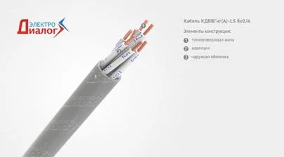 Провод КДВВГнг-LS 8*0,14 передачи данных неэкранированный гибкий малодымный восьмижильный – расшифровка картинка