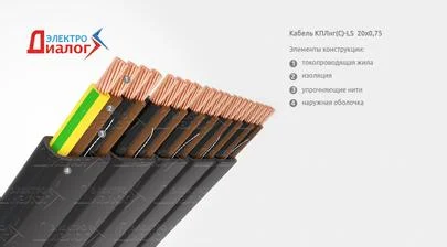 Кабель (провод) КПЛнг-LS 20*0,75 подвесной гибкий с многопроволочными медными жилами малодымный для пассажирских и грузовых лифтов 20 жил – расшифровка картинка