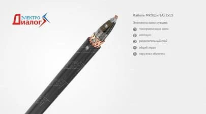 Кабель (провод) МКЭШнг 2*1,5 монтажный с медным экраном самозатухающий (МКЭШ нг) двухжильный – расшифровка картинка