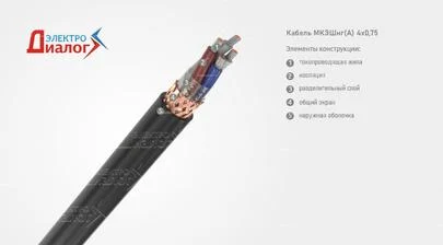 Кабель (провод) МКЭШнг 4*0,75 монтажный с медным экраном самозатухающий (МКЭШ нг) четырёхжильный – расшифровка картинка