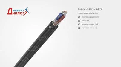 Кабель (провод) МКШнг 2*0,75 монтажный неэкранированный самозатухающий (МКШ нг) двухжильный – расшифровка картинка