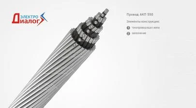 Неизолированный провод АКП 550 из алюминиевых проволок с заполнением для воздушных ЛЭП - картинка