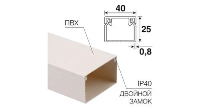 Кабель-канал 40х25 мм белый (32 м/уп)