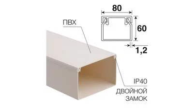 Кабель-канал 80х60 мм белый (8 м/уп)