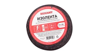 Изоляционная лента х-б односторонняя от Rexant толщиной 0,35 и шириной 15 мм, катушка (рулон) длина 50 м, чёрная – картинка.
